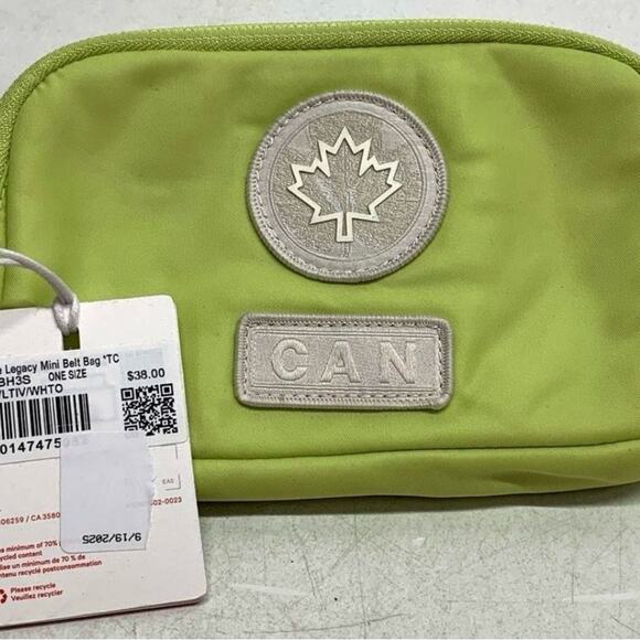 Lululemon Athletica Lime Green Pouch with Maple Leaf Patch - Picture 2 of 6